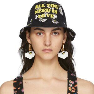 Paco Rabanne Black Daisy Bucket Hat One Size OS Rare